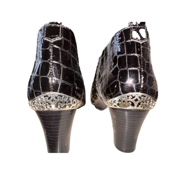 Brighton Black Croc Embossed Ankle Shooties NWT - Picture 5 of 11
